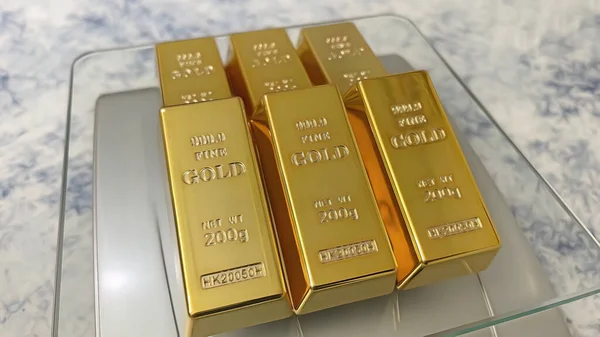 Barras Ouro Com Ouro Bullion — Fotografia de Stock