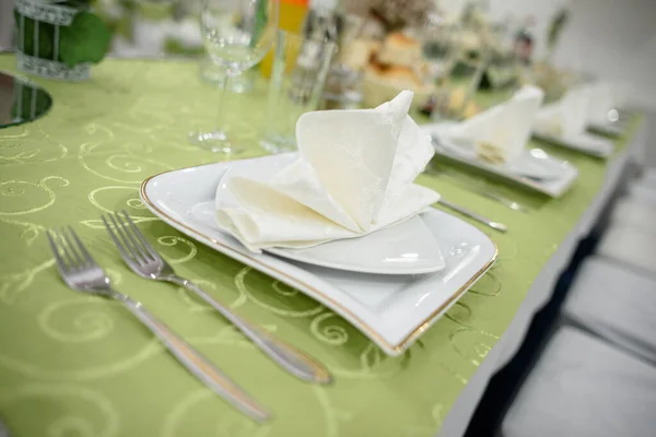 Gyönyörű Asztal Beállítás Esküvői Fogadás — Stock Fotó