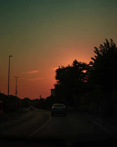 Piękny Zachód Słońca Mieście — Zdjęcie stockowe