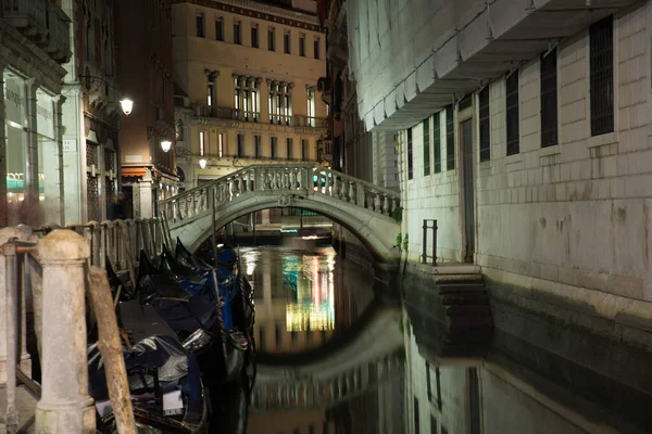 Nachtaufnahme Der Stadt Venedig Italien — Stockfoto