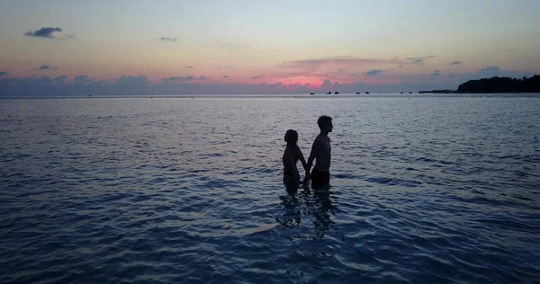 Couple Lovers Beach Sunset — Stock Photo, Image