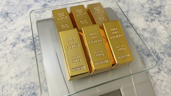 Barras Ouro Com Ouro Bullion — Fotografia de Stock