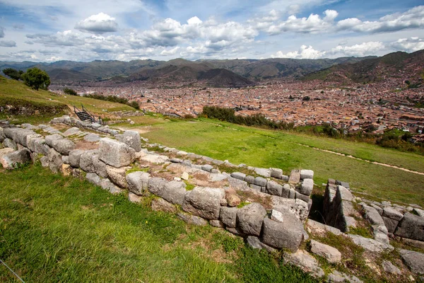 Ερείπια Της Αρχαίας Πόλης Του Ιερού Τείχους Των Ίνκας Στα — Φωτογραφία Αρχείου