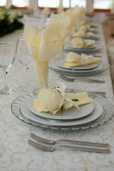 Schöne Tischdekoration Für Den Hochzeitsempfang — Stockfoto