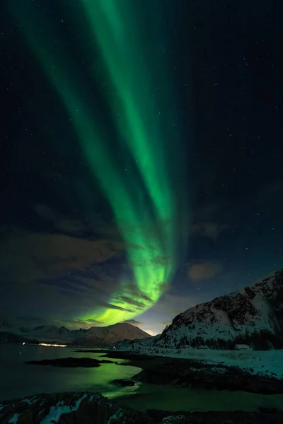 Aurora Boreale Sulle Montagne Polari — Foto Stock