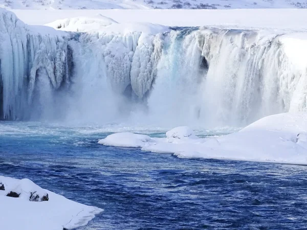 Island Blick Auf Den Gefrorenen Wasserfall — Stockfoto