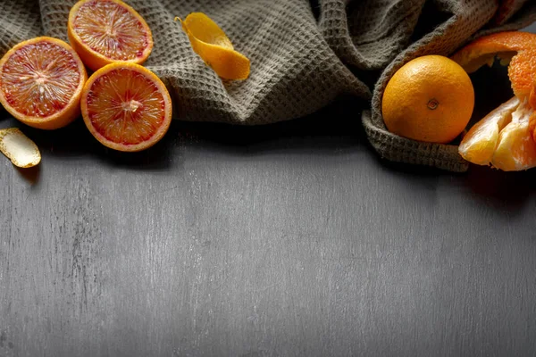 Friss Narancs Citrom Gyümölcs Szeletekkel Másolás — Stock Fotó