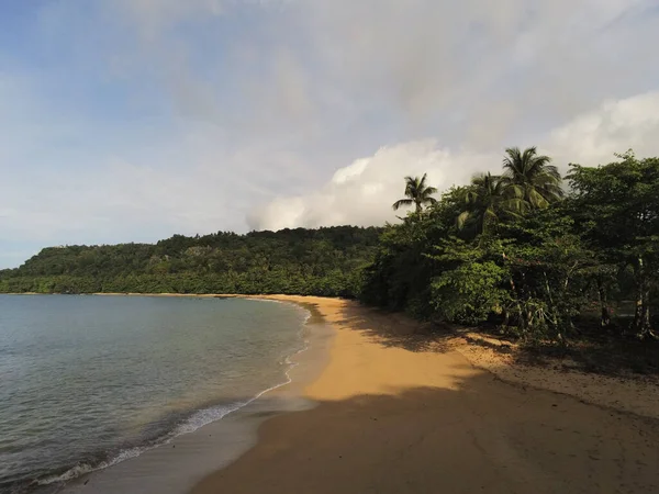 Prachtig Tropisch Strand Met Palmbomen Blauwe Lucht — Stockfoto