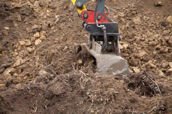 Escavação Escavadora Canteiro Obras — Fotografia de Stock