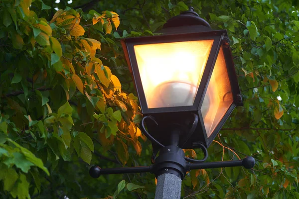 Pouliční Lampa Pozadí Starého Města — Stock fotografie