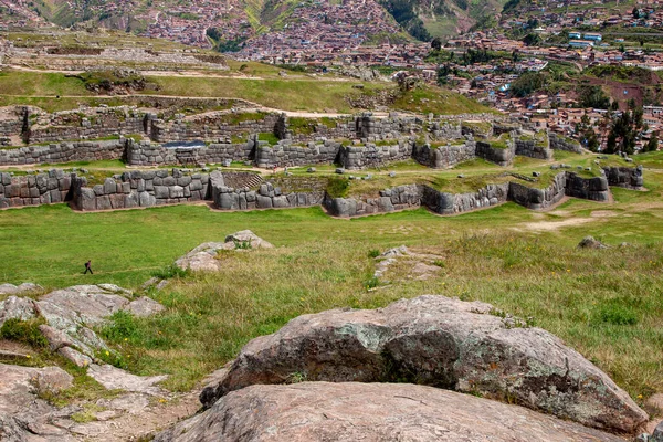 Ερείπια Της Αρχαίας Πόλης Του Ιερού Τείχους Των Ίνκας Στην — Φωτογραφία Αρχείου