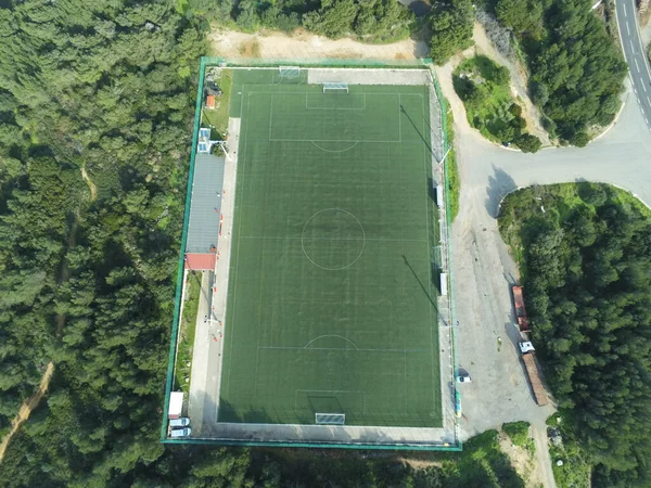 Vista Aérea Superior Campo Futebol Cidade — Fotografia de Stock
