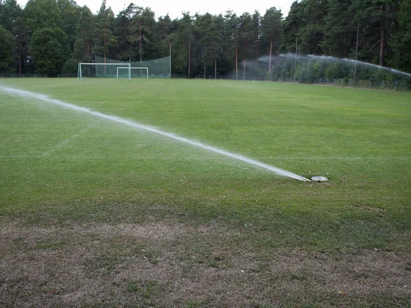 Terrain Football Avec Herbe Verte — Photo