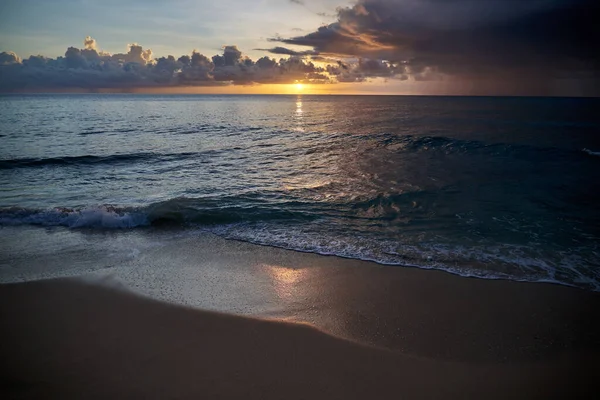 Magnifique Coucher Soleil Sur Plage — Photo