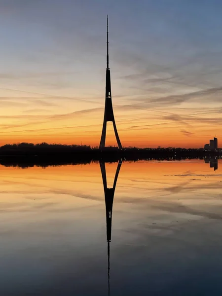 Západ Slunce Nad Jezerem — Stock fotografie