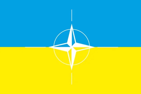 Vlag Van Oekraïne Met Nato Teken — Stockfoto