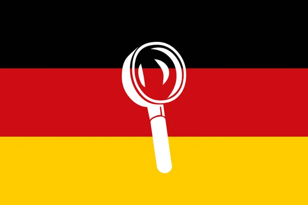 Drapeau Allemagne Avec Loupe Fond Noir Illustration Vectorielle — Photo