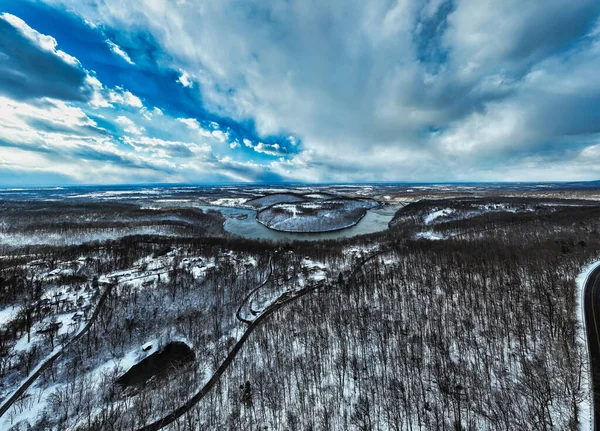 Luftaufnahme Des Flusses Winter — Stockfoto