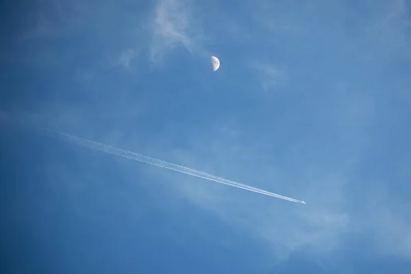 Avião Voando Céu — Fotografia de Stock