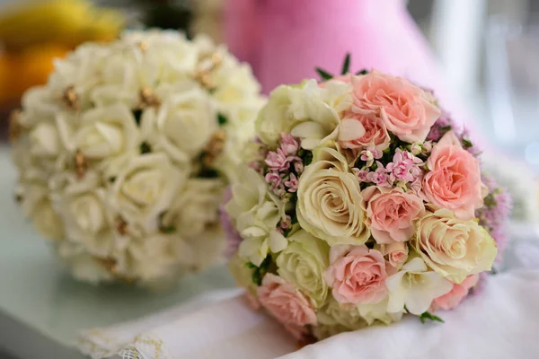 Esküvő Csokor Virág Háttérben Közelről — Stock Fotó