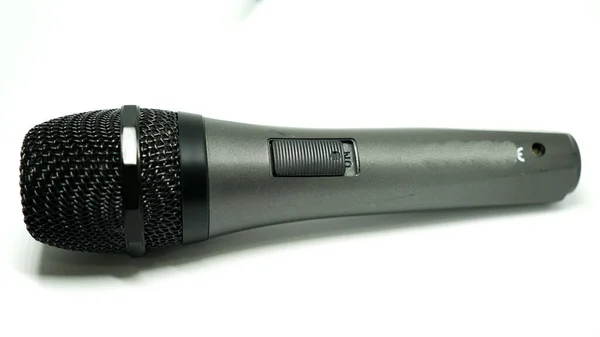 Černý Mikrofon Bílém Pozadí — Stock fotografie