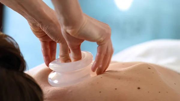 Young Woman Receiving Massage Spa Salon — Stock Photo, Image