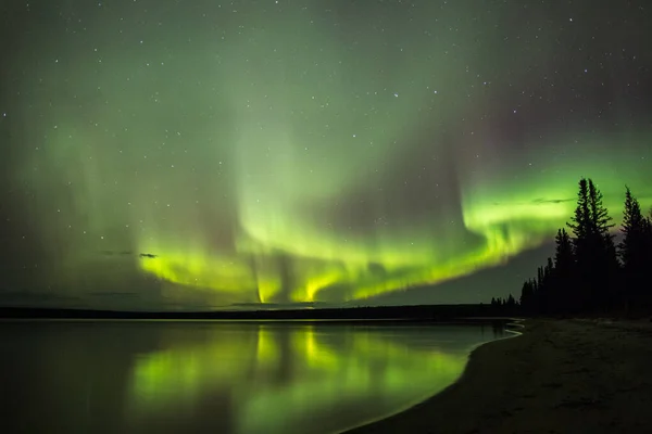 Northern Lights Lake Night — Stock Photo, Image