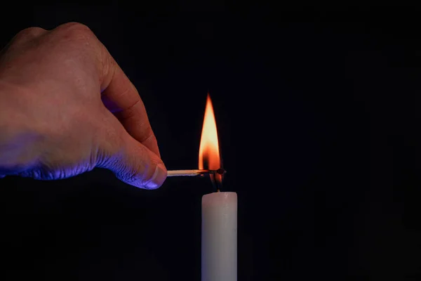 Burning Candle Dark Background — Stock Photo, Image