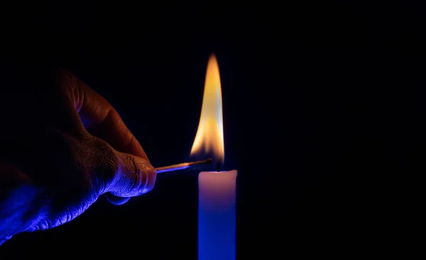 Burning Candle Dark — Stock Photo, Image