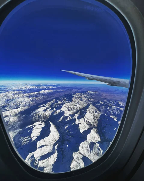 Vista Aérea Ventana Del Avión Desde Avión —  Fotos de Stock