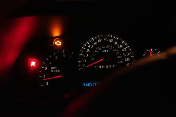 Car Dashboard Speedometer Tachometer Motion — Stock Photo, Image