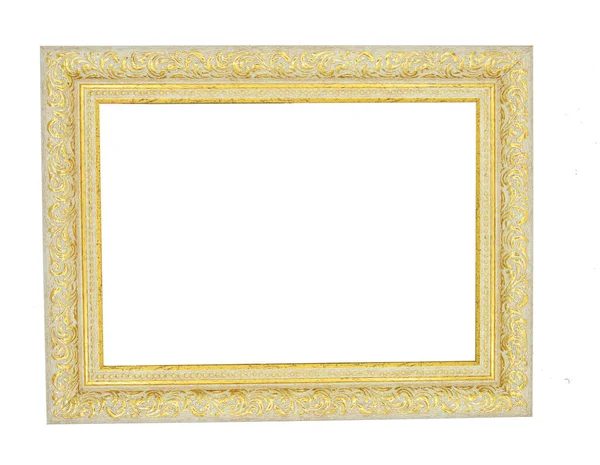 Moldura Dourada Para Pinturas Espelhos Fotos Isoladas Sobre Fundo Branco — Fotografia de Stock