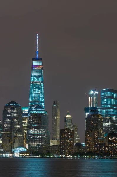Nova Iorque Cidade Manhattan Skyline Noite — Fotografia de Stock