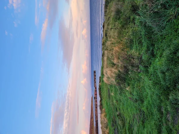 Sabahları Nehrin Havadan Görünüşü — Stok fotoğraf