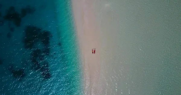 Vue Aérienne Beau Couple Sur Plage — Photo