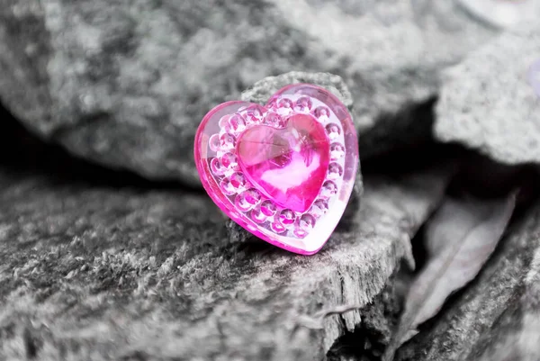 Forma Coração Com Fita Rosa Dia Dos Namorados — Fotografia de Stock