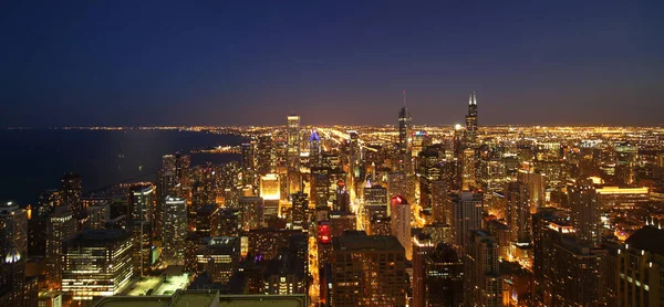 Night New York Manhattan Skyline Skyscrapers City Buildings Downtown Usa — Stock Photo, Image