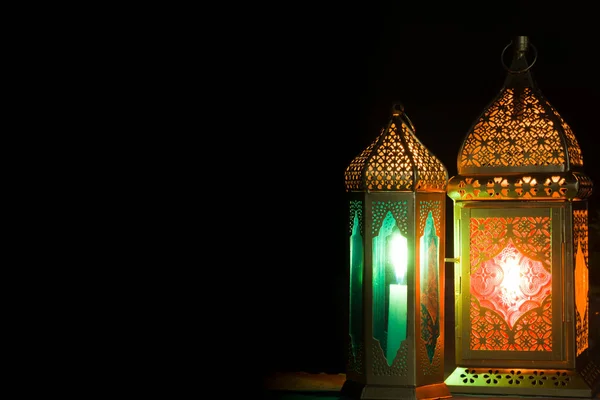 Hermosa Linterna Islámica Fondo Del Cielo Nocturno — Foto de Stock