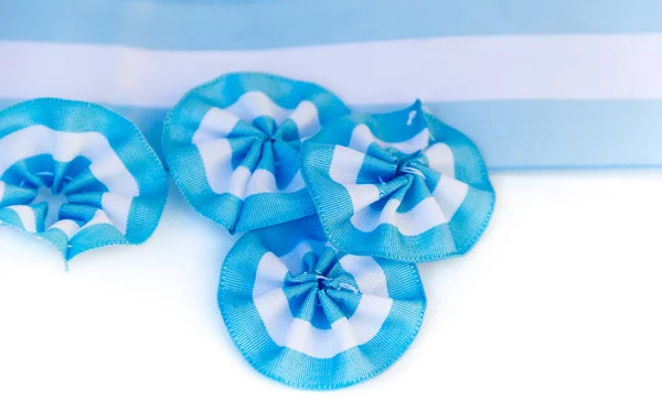 Papillon Blu Con Nastri Sfondo Bianco — Foto Stock