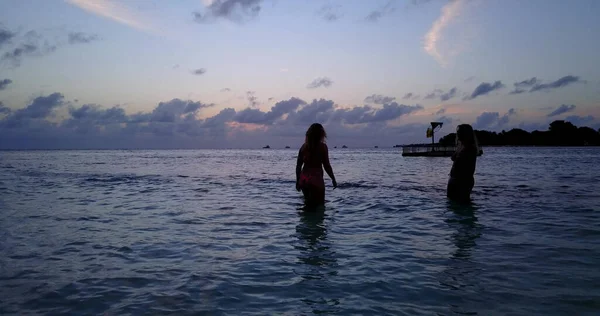 Silhouette Couple Sur Plage — Photo