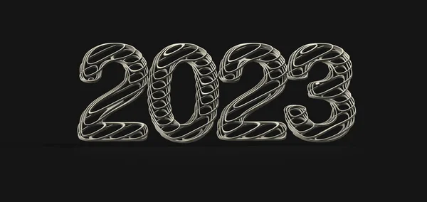 2023 Number Black Background Rendering — Stock Photo, Image