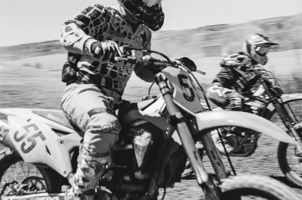 Černobílá Fotografie Motocyklu — Stock fotografie