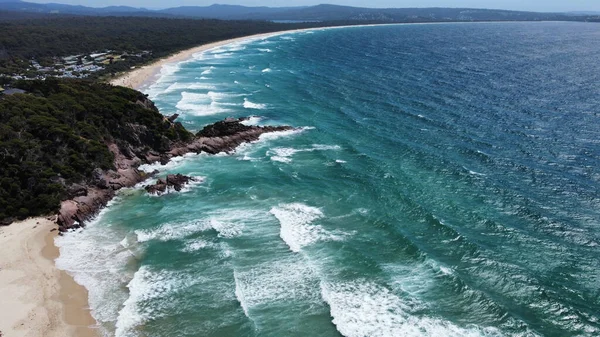 Aerial View Beach Waves Rocks — Stock Photo, Image