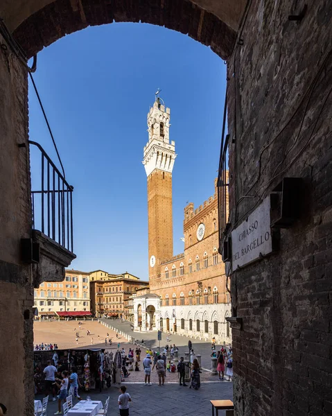 Mangia Kulesi Torre Del Mangia Talya Nın Toskana Kentindeki Campo — Stok fotoğraf