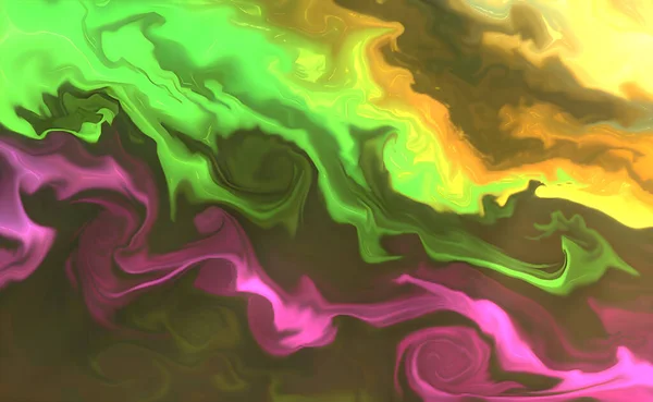 Vloeibare Abstracte Achtergrond Met Olieverf Strepen Frisse Kleur — Stockfoto