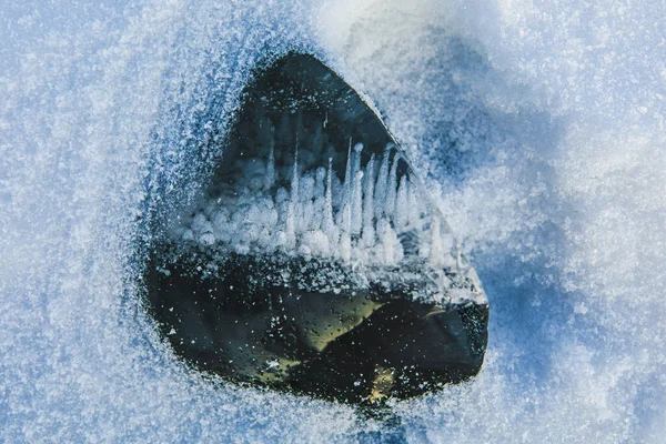 Зимний Фон Снегом Льдом — стоковое фото