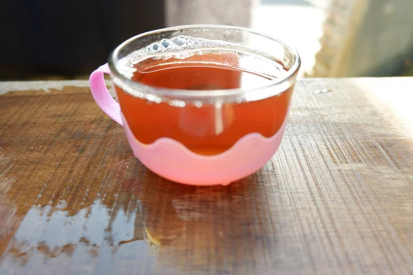 Чашку Чая Деревянном Столе — стоковое фото