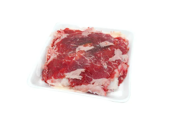 Carne Crua Isolada Sobre Fundo Branco — Fotografia de Stock