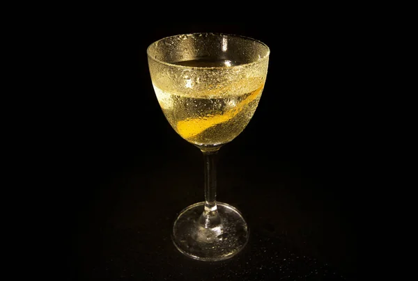Glas Champagne Svart Bakgrund — Stockfoto