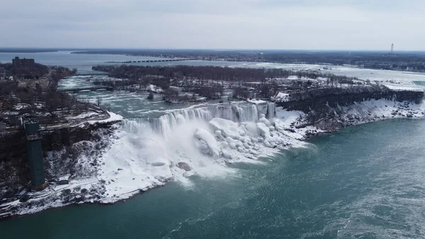 Niagara Nın Havadan Görünüşü Nehrin Tepesinden Düşüyor — Stok fotoğraf